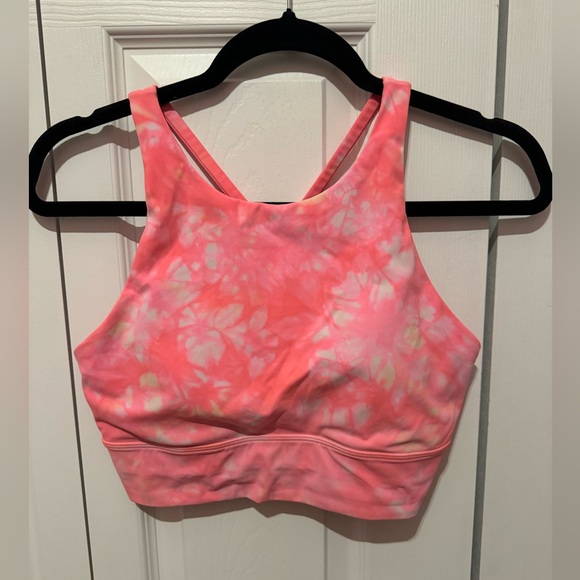lululemon athletica Other - Lululemon 8 pink/orange tie dye High Neck Long Line  Energy Sports Bra workout